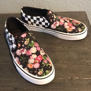 Vans floral/checked slip on